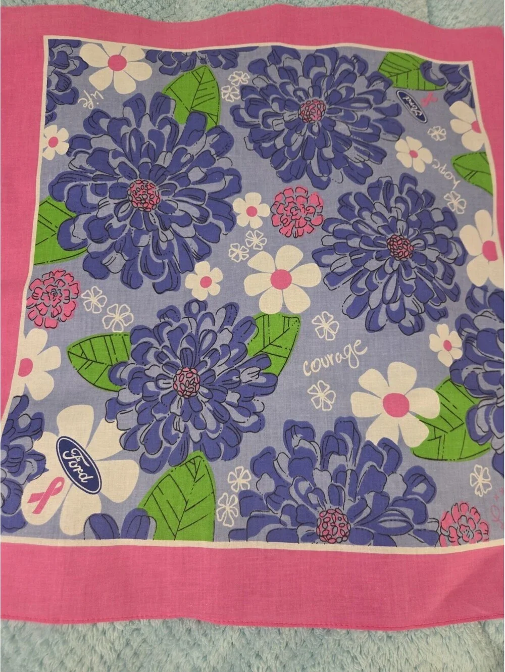 Lilly Pulitzer & Ford Breast Cancer Awareness Floral Scarf 22 X 21.5